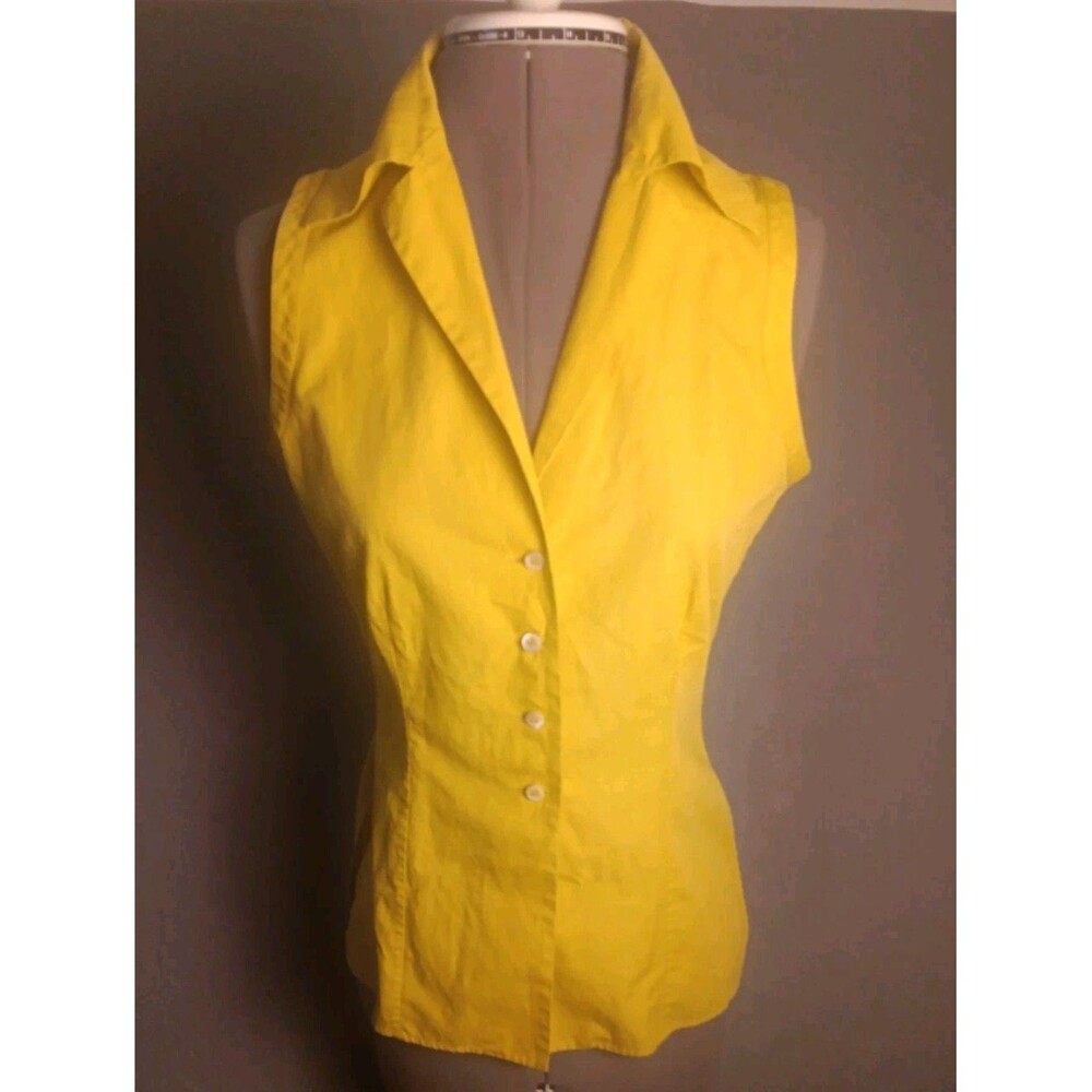 Vintage 1985 Romeo Gigli Yellow Sleeveless Button Blouse  Women IT 42 US 6/8 EUC